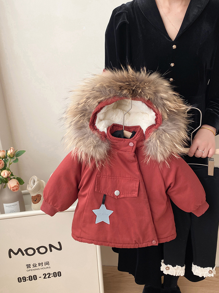 Girls Padded Cotton Clothes Winter 2023 New Children's Fleece Padded Parka Cotton Coat Jacket Keep Baby Warm Winter Cotton-Padded Jacket