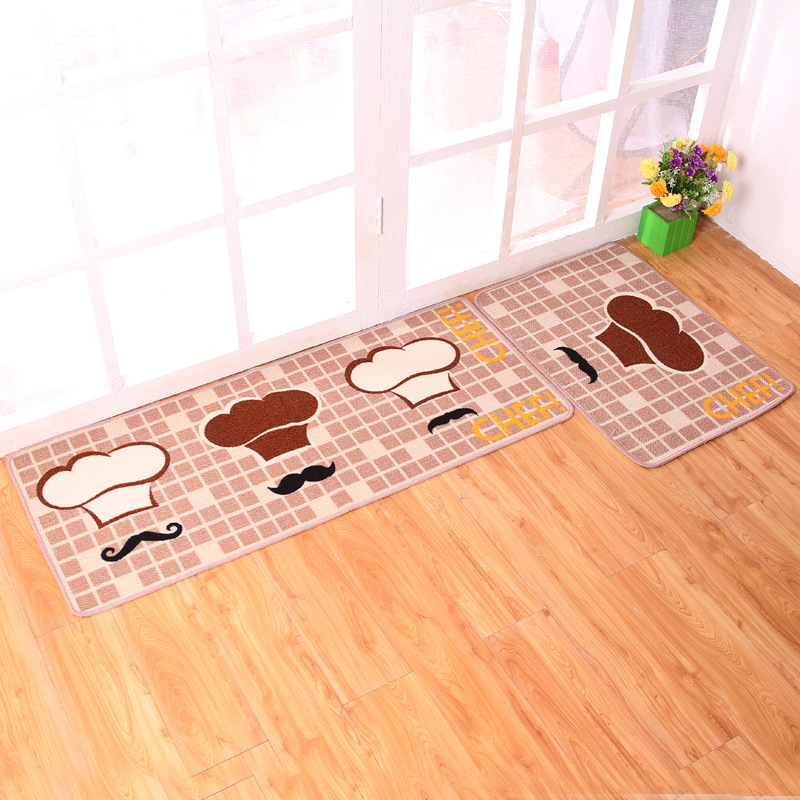 Cross-Border Velvet Cartoon Kitchen Floor Mat Stain-Resistant Household Latex Long Rug Doorway Scratch Non-Slip Mat