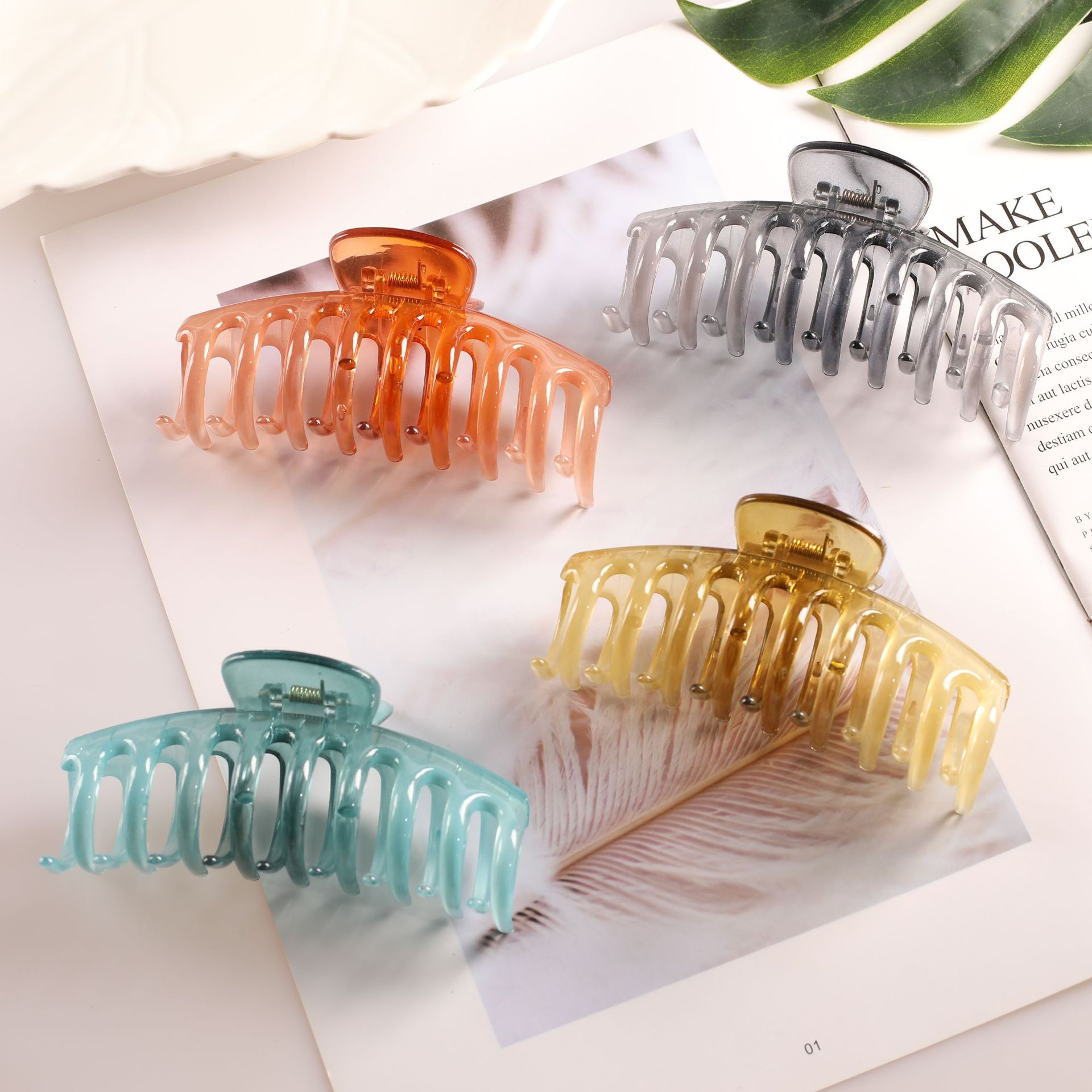 夏季趋势元素发夹果冻透明大抓夹洗澡盘发用发抓大号头饰发夹