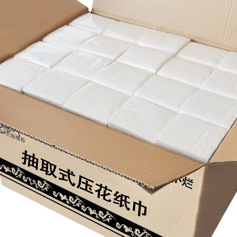 Removable Single-Layer Native Wood Pulp Embossed 100-Pack Paper Pumping Hotel Napkin Commercial Tissue Full Box Wholesale