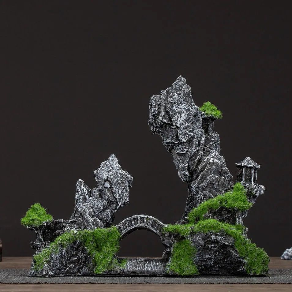 创意造景微景观假山石园艺绿植配件小石头鱼缸装饰盆景生态摆件