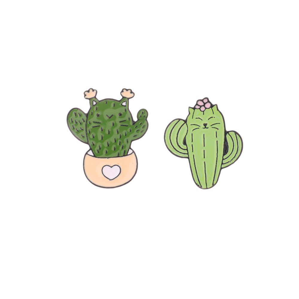 Pz0218 Cartoon Creative Cactus Series Brooch Plant Modeling Jewelry Cactus Potted Student Brooch