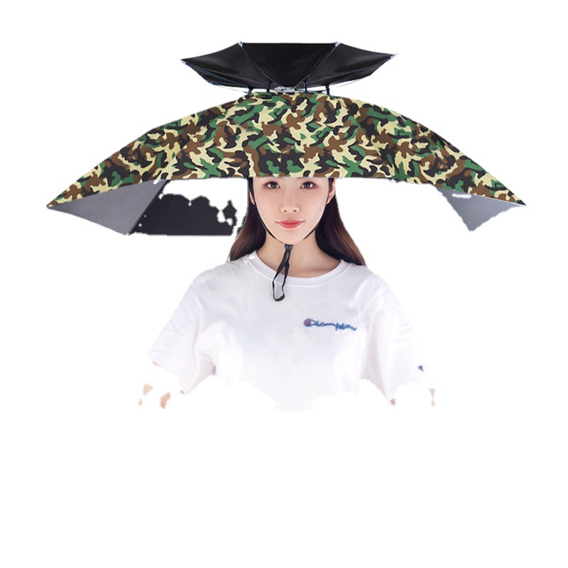头伞伞帽头戴雨伞帽子钓鱼头戴太阳伞采茶环卫防晒斗笠折叠大号