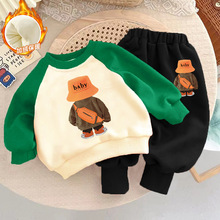 男童秋冬套装新款加绒卫衣卫裤儿童男宝宝洋气加厚外穿休闲两件套