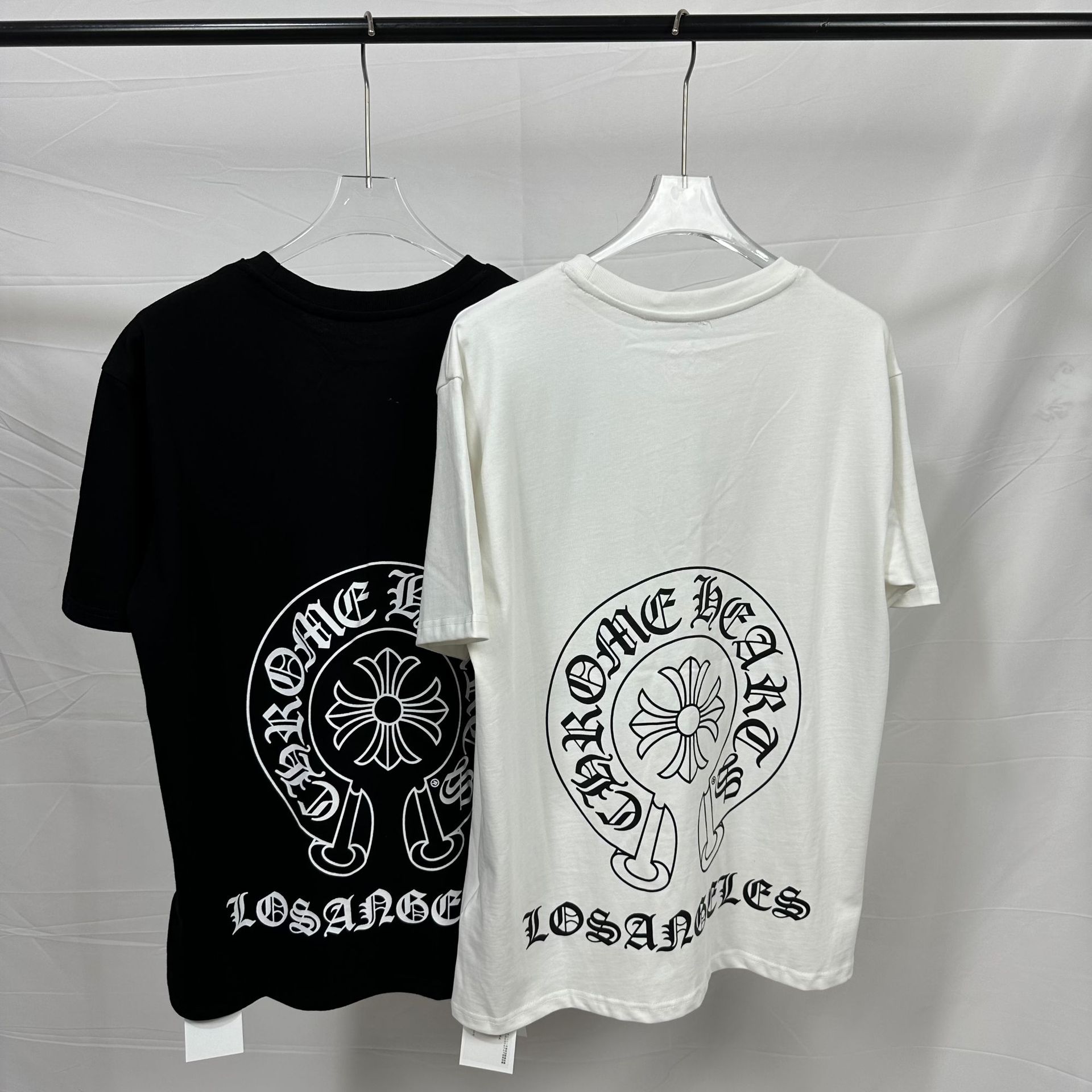 克罗伈chrome heart高品质270g双纱重磅t恤男女马蹄十字架t-阿里巴巴