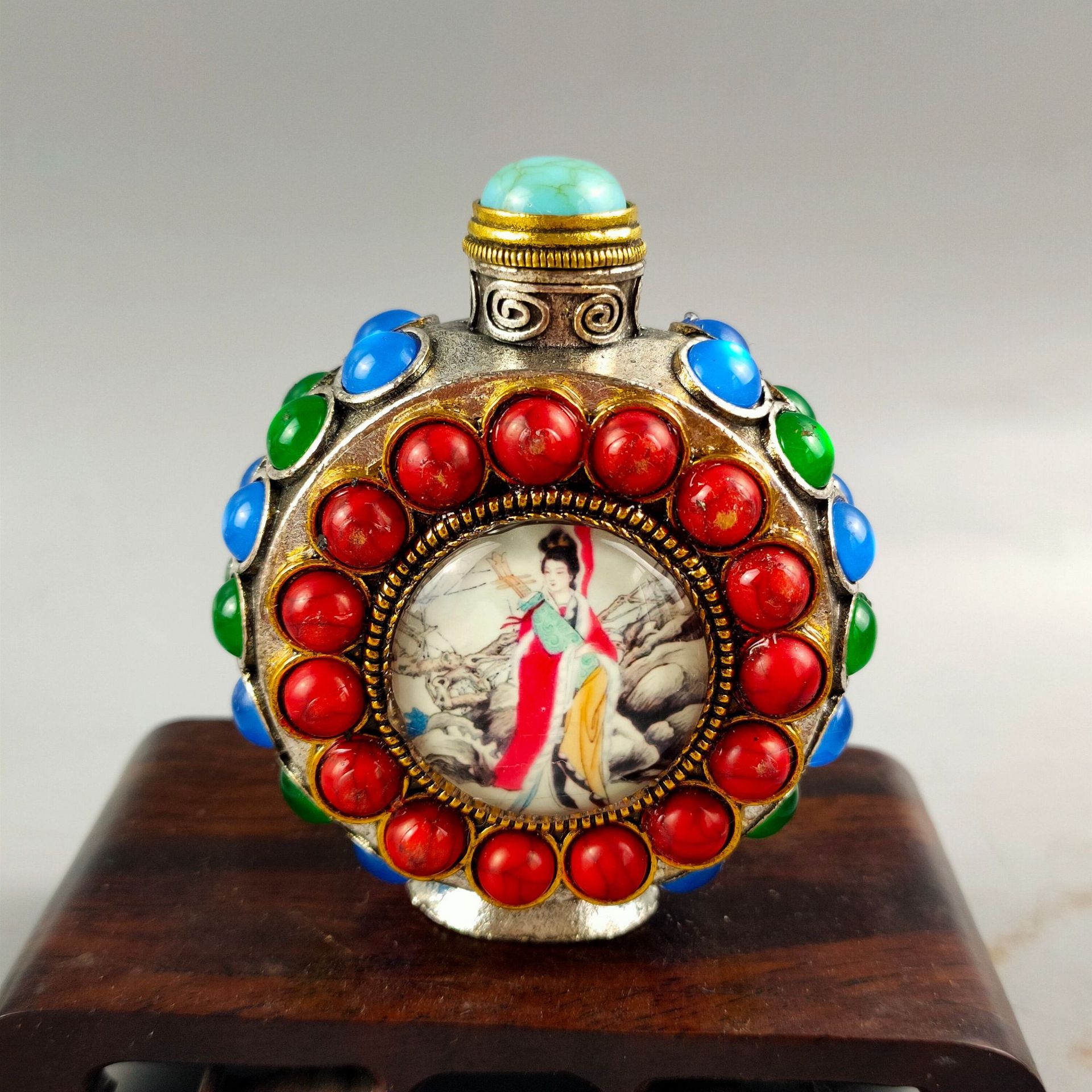 古玩杂项仿古做旧工艺品鼻烟壶人物款复古摆件-阿里巴巴