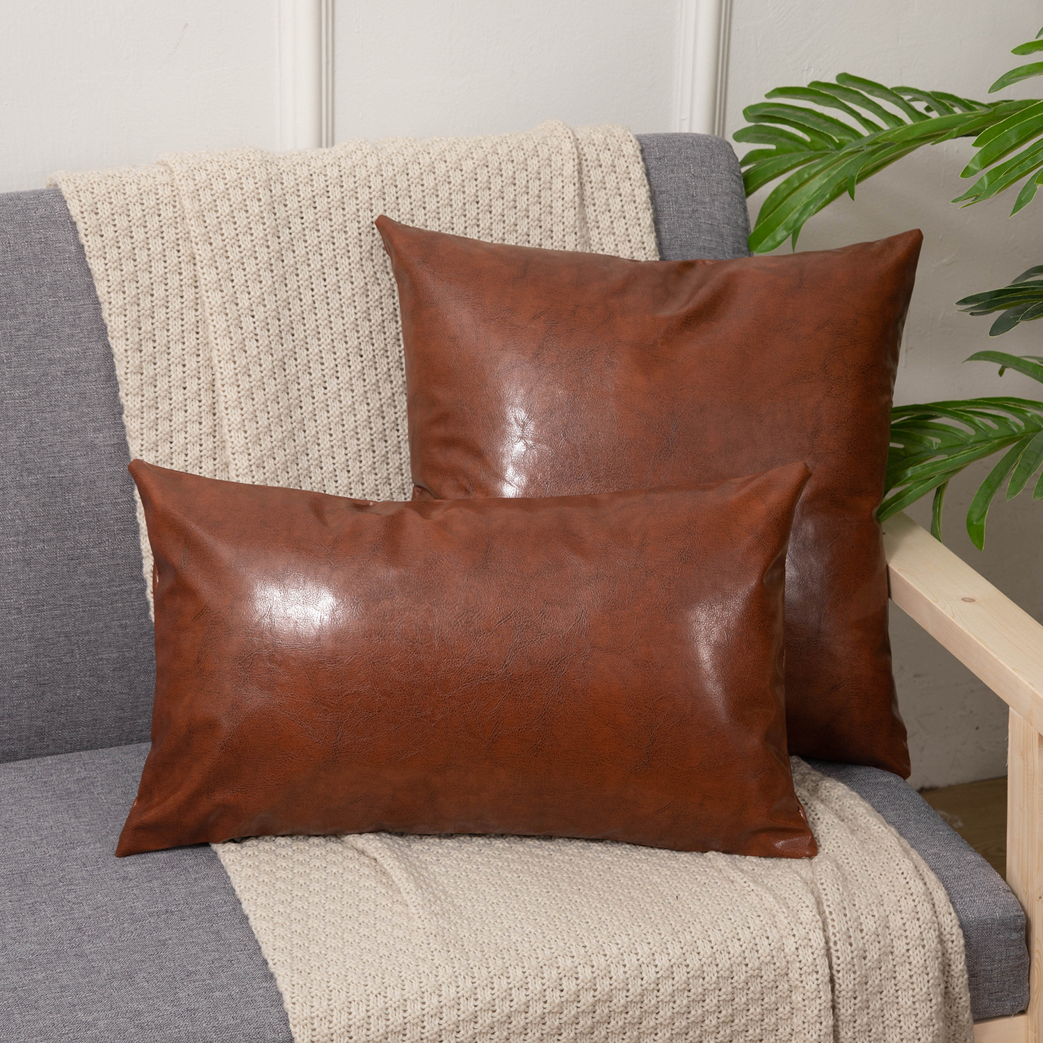 Amazon Pillowcase Leather Cushion Sofa Cushion Lumbar Support Pillow Office Pillow Cross-Border Hotel Throw Pillow Cover Foreign Trade Wholesale
