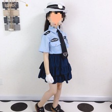 绿色伴侣小孩警察服装幼儿园小学生小交警儿童军装黑猫警长演出服