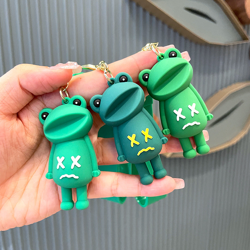 Head Tilt Frog Initiative Keychain Exquisite Internet Celebrity One Pair of Lovers Car Key Pendant Bag Charm Key Chain Women