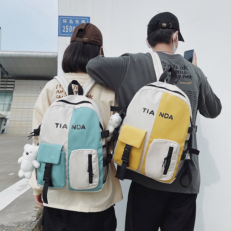 Korean Style Large Capacity College Student Mori Style Colorblocking Backpack Ins Junior and Middle School Students Schoolbag Casual Bag Men and Women Same Style