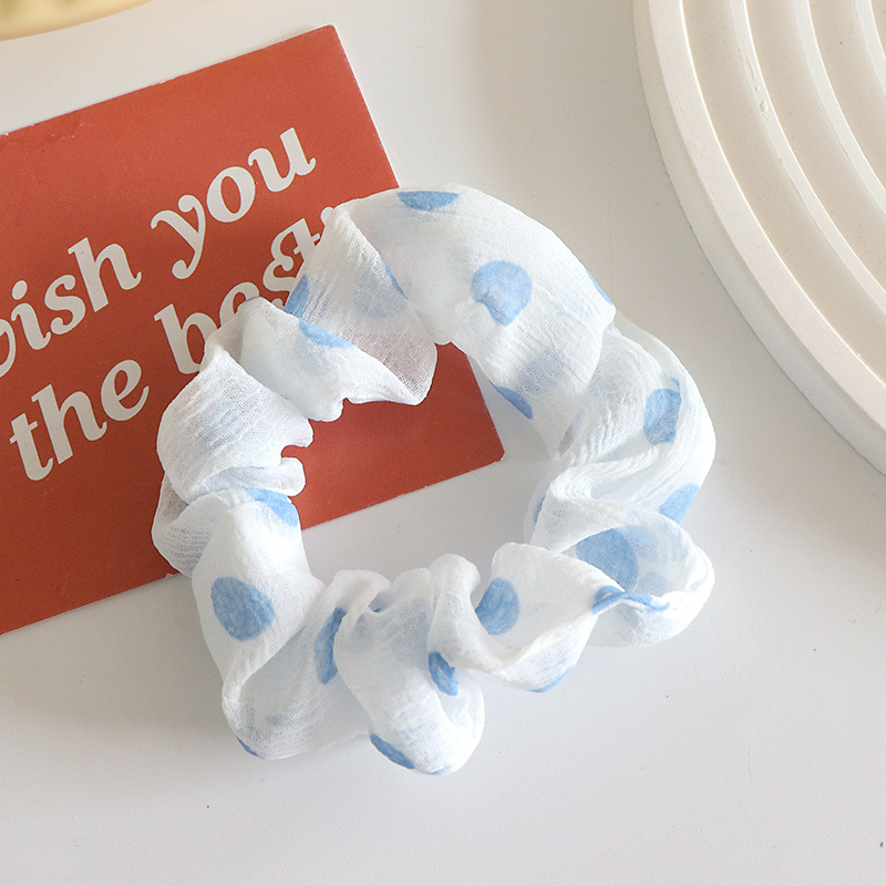 Internet Celebrity Bm French Large Intestine Ring Summer Large Intestine Hair Ring Floral Simple All-Match Fabric Hair Rope Fat Sausage Hair Rope Hair Accessories