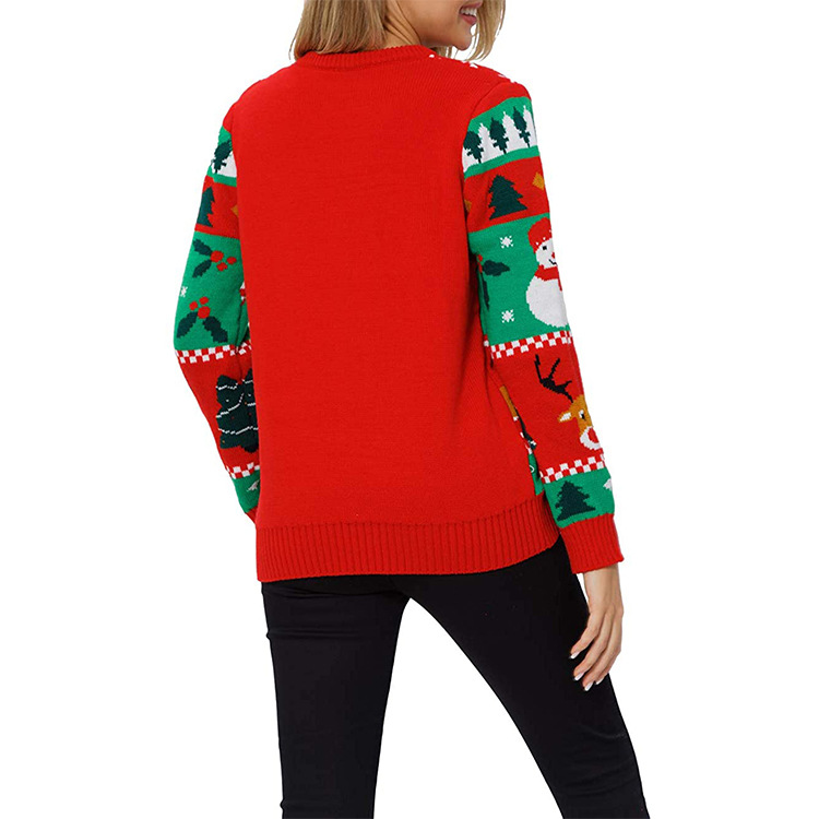 Foreign Trade European and American Christmas Sweater Women's Processing Foreign Trade New Loose Casual Christmas Tree Snow Pattern Sweater Export