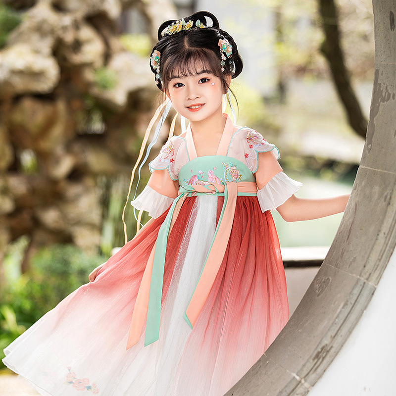 儿童汉服女童2022夏季超仙新款飘逸套装古风宝宝可爱薄款国潮襦裙