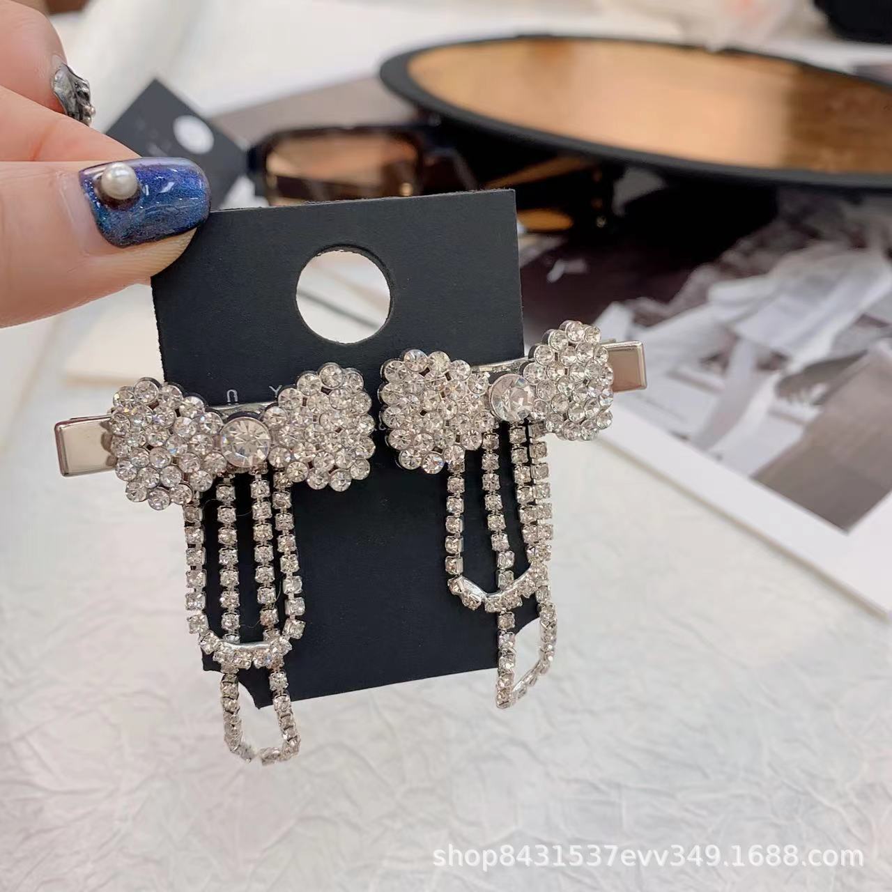 小可爱蝴蝶结发夹女网红刘海对夹闪钻侧边刘海夹子流苏发夹鸭嘴夹