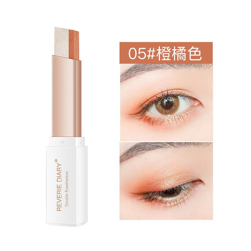 China-Made Makeup Eye Shadow Wholesale Two-Color Eye Shadow Stick One Touch Lazy Eyeshadow Pearlescent Eyeliner Pen Not Smudge Cosmetics