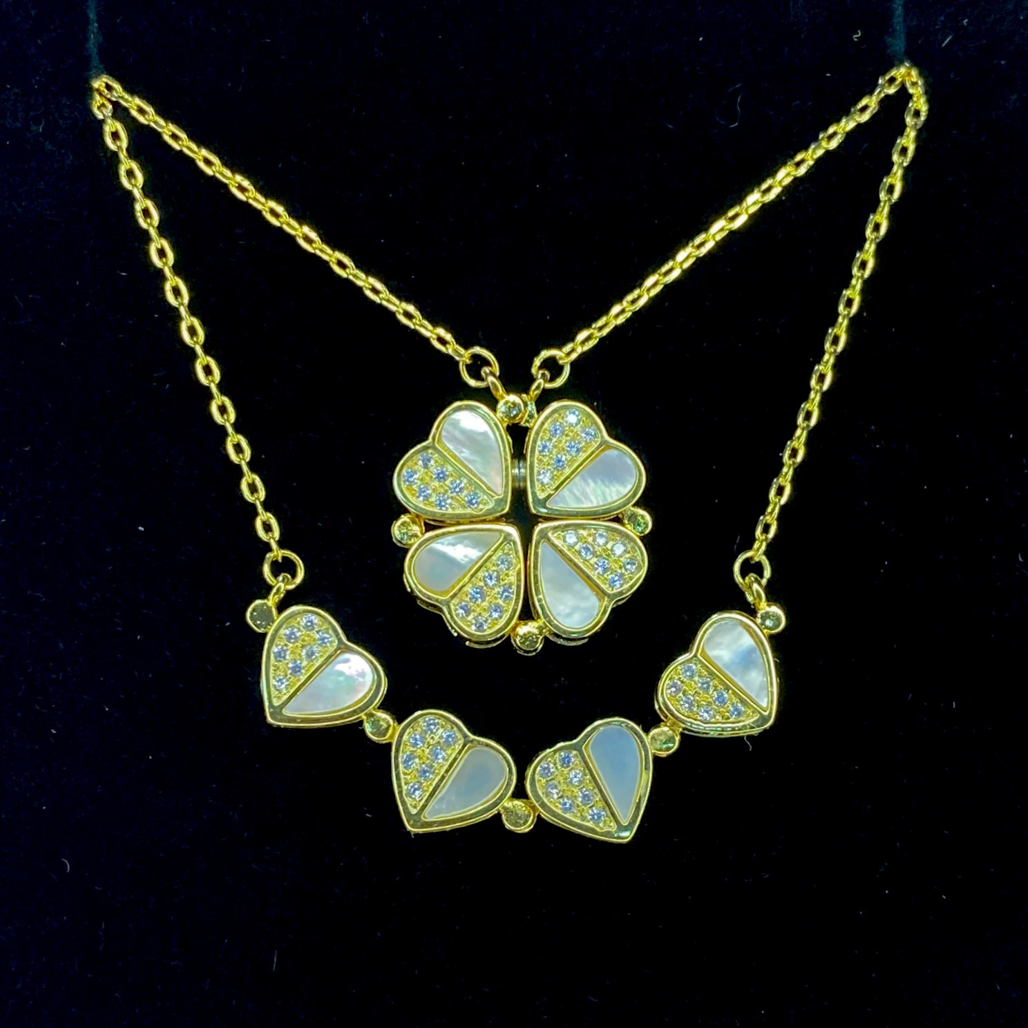 s925纯银项链白贝四叶草项链女爱心18k项链跨境抖音饰品爆款-阿里巴巴