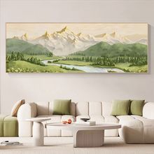 山水画客厅装饰画现代简约风沙发背景墙挂画山水风景横幅壁画