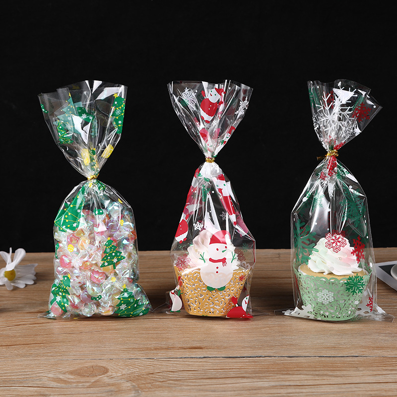 In Stock Christmas Tree Baking Cake Pastry Biscuit Candy Bag Christmas OPP Jewelry Bag Independent Packaging Bag