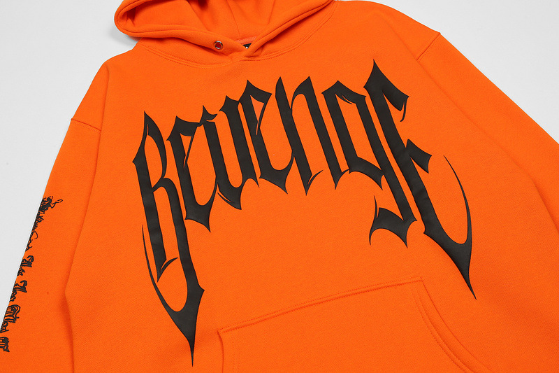 潮牌复仇revenge连帽现货抽烟女印花立体贴袋情侣帽衫批发