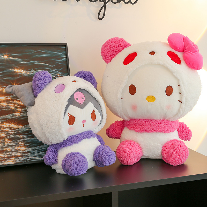 Panda Transformation Clow M Hello Kitty Plush Toy Cute Ragdoll Cartoon Doll Girls Gifts Leg-Supporting