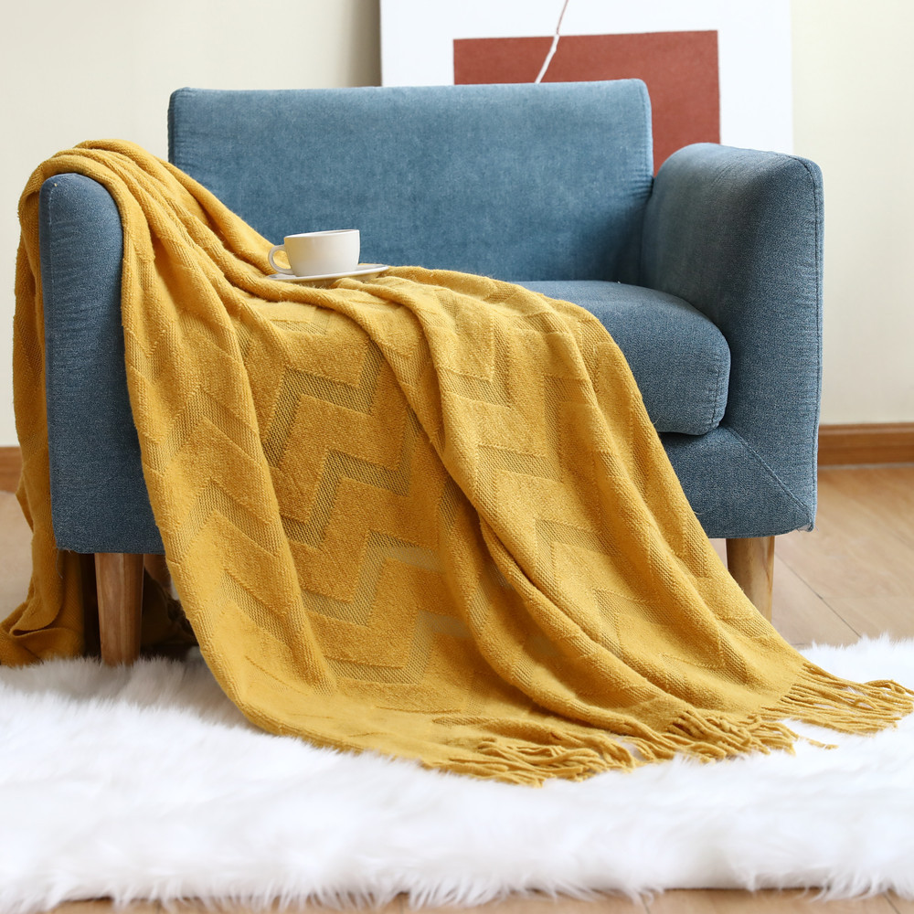 Sofa Blanket Blanket Herringbone Pattern Knitted Blanket Office Air Conditioning Nap Blanket Shawl Blanket Geometric Jacquard-Weave Blanket Towel
