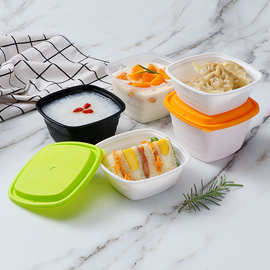 加厚高档芋圆糖水外卖盒一次性餐盒汤水打包碗方形外卖碗加印logo