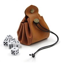 现货娱乐骰子束口包 便携游戏骰子棋盘收纳袋 皮革珠宝零钱托盘包
