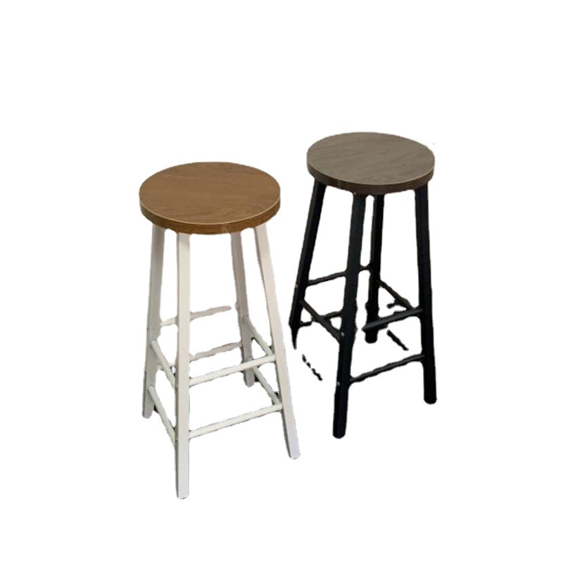 Bar Stool Chair Milk Tea Shop High Stool Bar Home Back Stool Simple Iron Front Desk High Leg Table and Chair Manufacturer