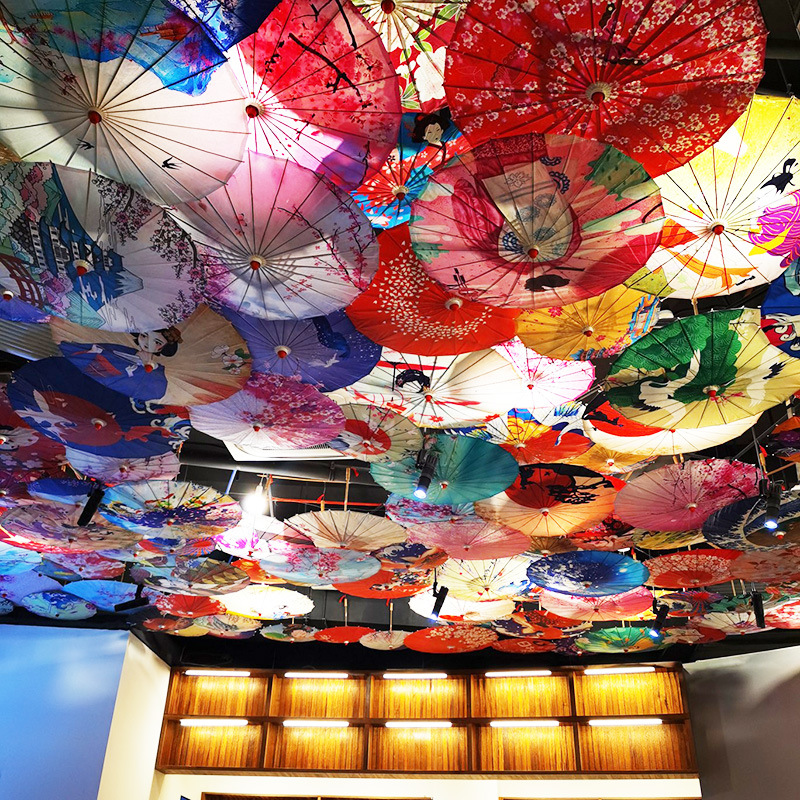 油纸伞吊顶装饰伞灯吊灯中国风室内中式日式火锅店日料店户外伞