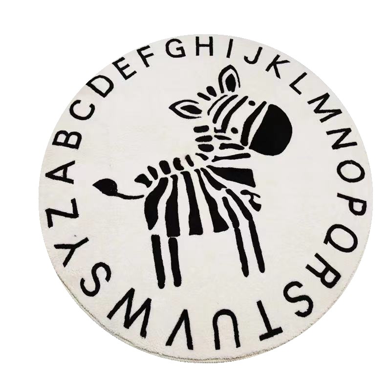 卡通圆形地毯网红可爱英文字母卧室床边家用地垫加厚吊篮电脑椅垫