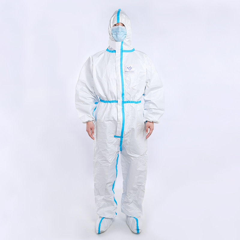厂家批发防护服 一次性连体带帽隔离衣 车间实验室工作服