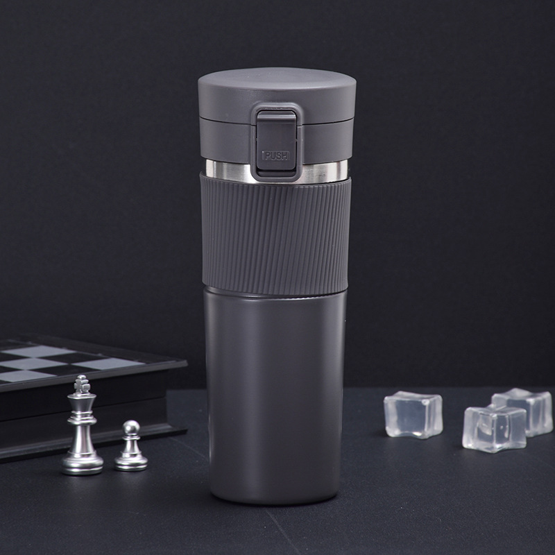 Vacuum 304 Stainless Steel Vacuum Cup Portable Outdoor Sports Bullet Cup Cup with Silicone Sleeve Anti-Scald Coffee Cup Lot