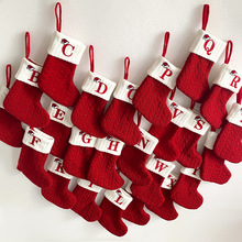 2024现货外贸精美圣诞袜毛线针织圣诞袜字母袜圣诞挂件礼物袋批发