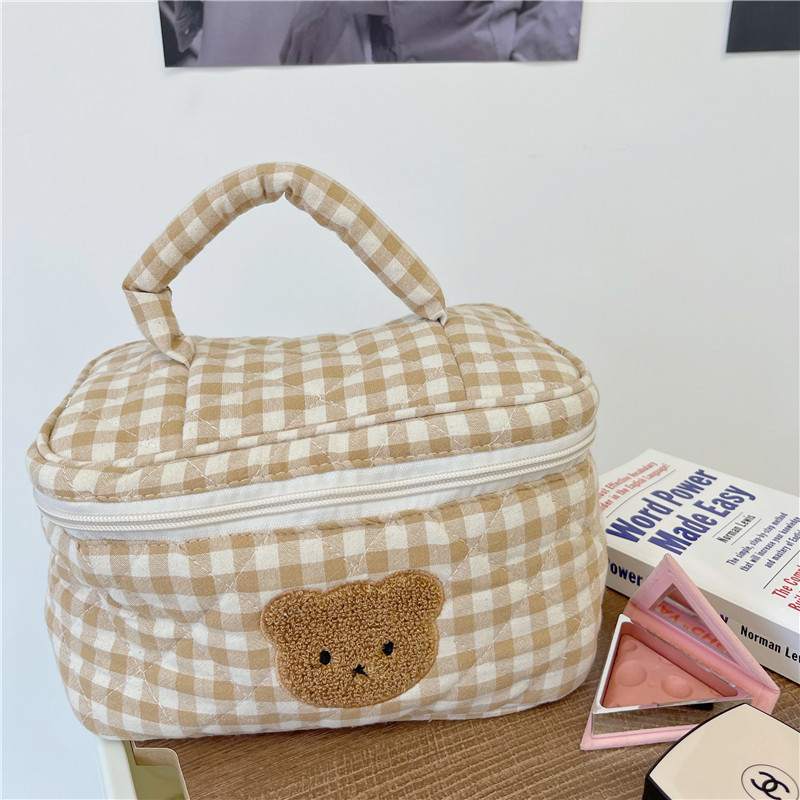 Cute Cartoon Bear Cosmetic Bag Large Capacity Portable Toiletry Bag Travel Storage Bag Niche Skin Care Products Buggy Bag