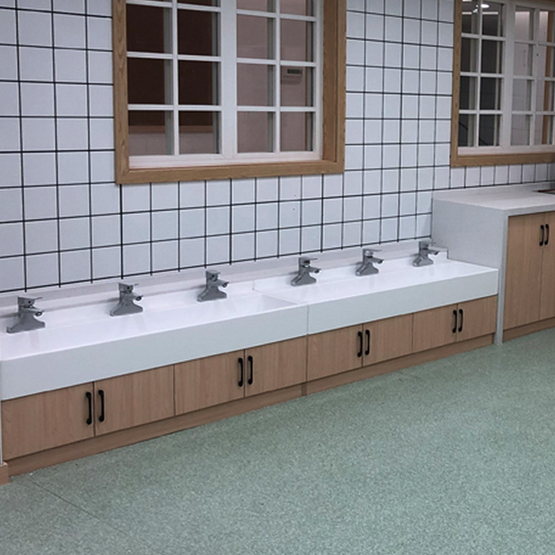 幼儿园儿童人造石一体无缝水槽长条亚克力洗漱盆洗手池公共卫生间