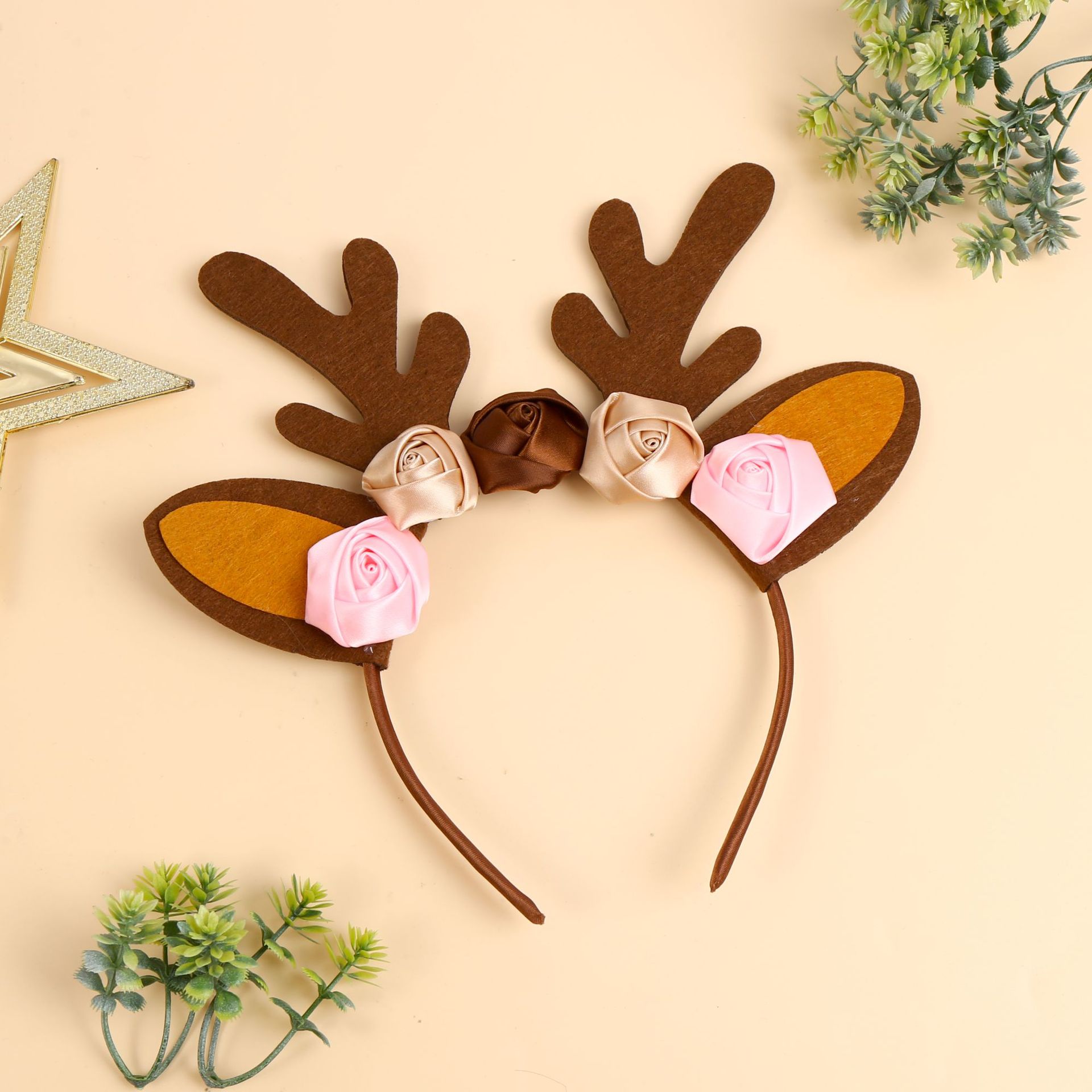 儿童头饰驯鹿发箍拍照道具饰品圣诞节节日小鹿角头箍聚会头饰配件