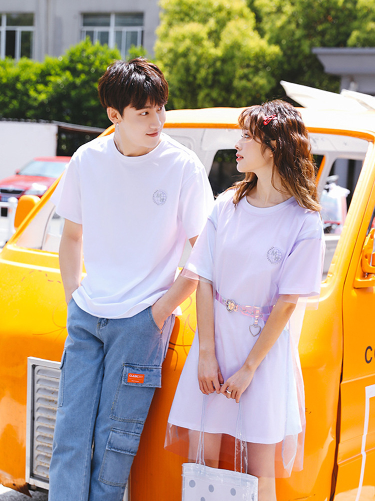 很仙的情侣装夏装大码连衣裙设计感一裙一衣新甜美网纱女裙子