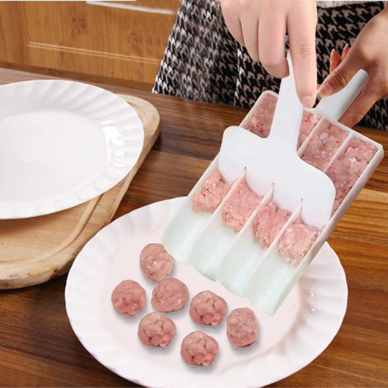 Household Meatball Maker New Quadruple Shrimp Smooth Meatball Maker Kitchen Non-Stick Squeeze Fish Balls Meat Ball Pressing Tool