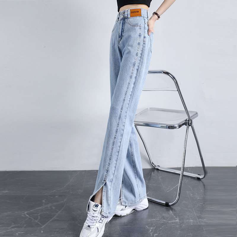 2023 High Waist Jeans for Women Summer Thin Autumn Wear New Split Small Straight Wide Leg Pants for Women Summer