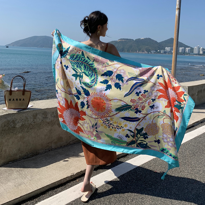 Ethnic Style Beach Towel Travel Vacation Sun Protection Scarf Silk Scarf Sunshade Printing Women's Yunnan Dali Style Shawl