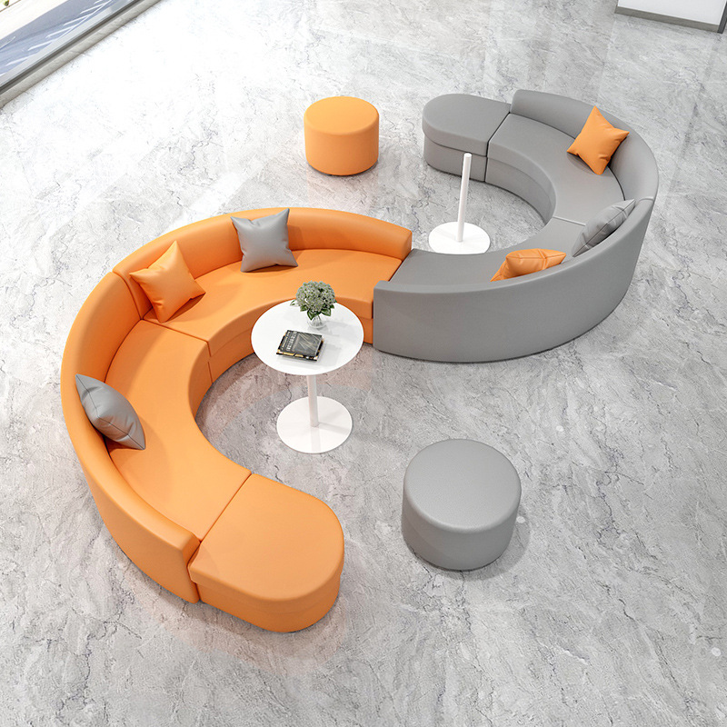 s店银行商场酒店大厅等候休息区沙发公司办公室创意异型弧形卡座