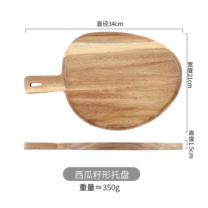 Acacia Mangium Pizza Plate Commercial Wooden Steak Sushi Barbecue Bread Tray Plate Cutlery Western Food Plate