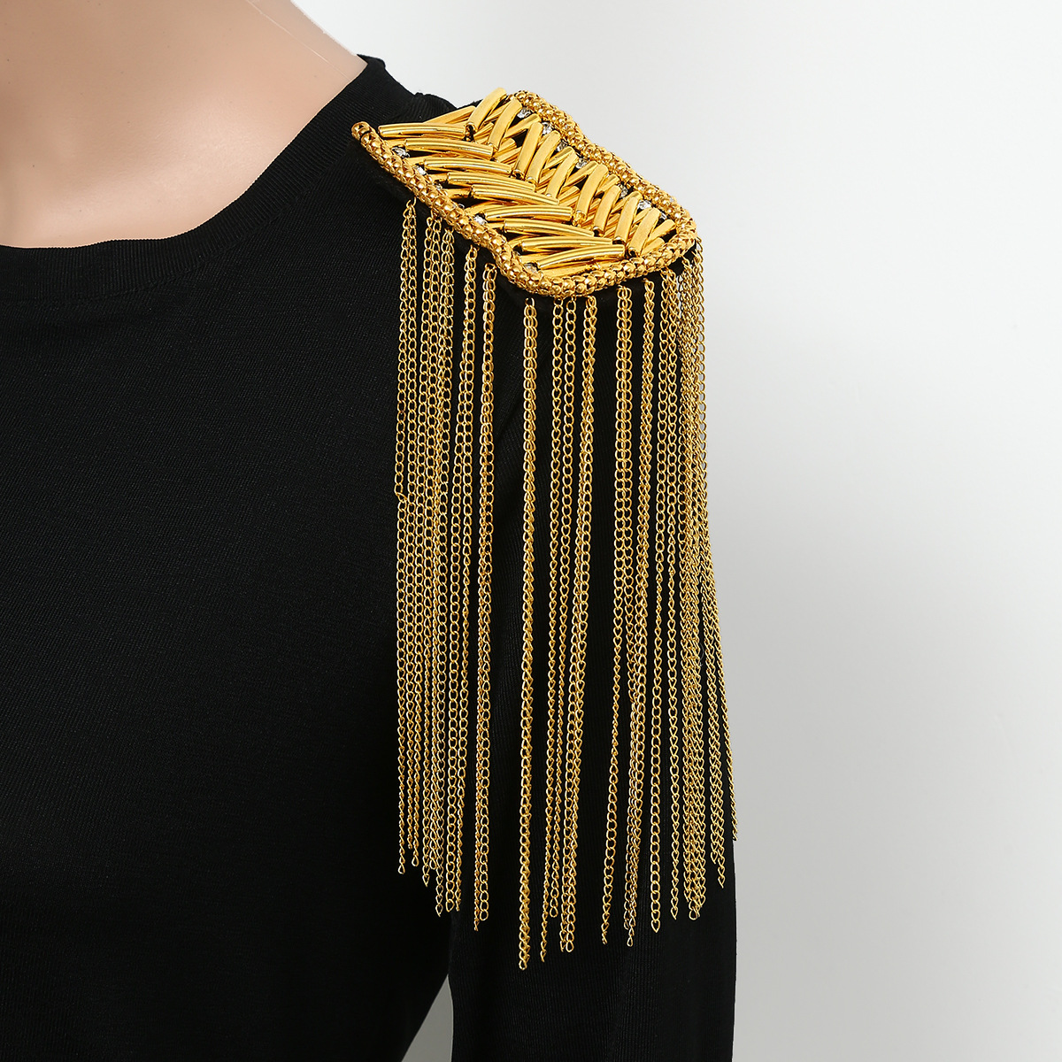 亚马逊现货新款跨境镶钻服装辅料西装配饰时尚流苏复古肩章批发