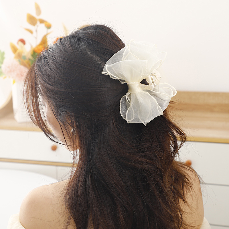 21 Summer New Korean Hair Accessories Voile Polyester Fashion Spring Gap Former Red Bow Hair Clips Hair Accessories