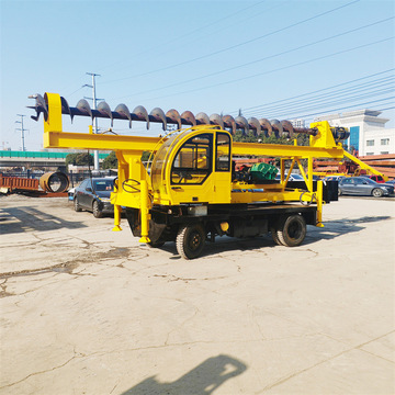 小洋楼地基打桩机 车载电动高速钻孔机 多角度螺旋地基打桩机