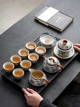 2024新款青花汝窑功夫茶具套装家用轻奢高档陶瓷中式茶壶茶杯