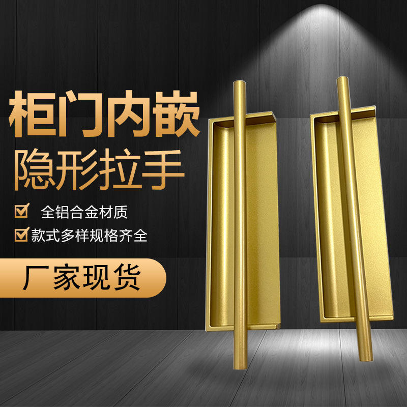 铝合金铣型拉手香槟金铝制拉手 家具隐藏把手皮革 橱柜全铝暗拉手