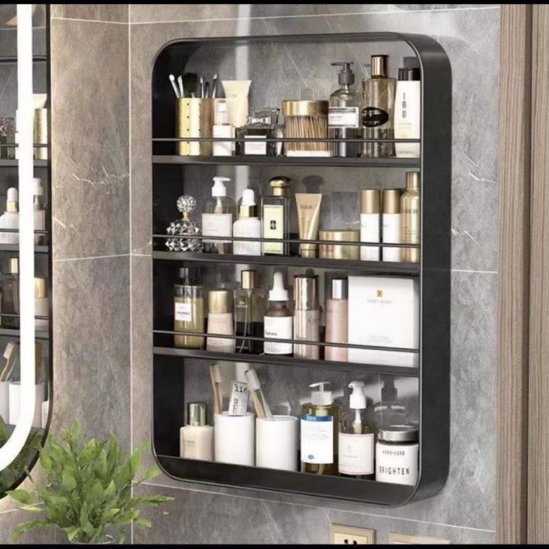 Bathroom Storage Cabinet Punch-Free Bathroom Table Cosmetics Wall-Mounted Storage Rack Toilet Upper Shelf