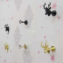 xyft服装店单个鹿头上墙正挂展示架钛金水晶点挂壁挂式墙上衣服服