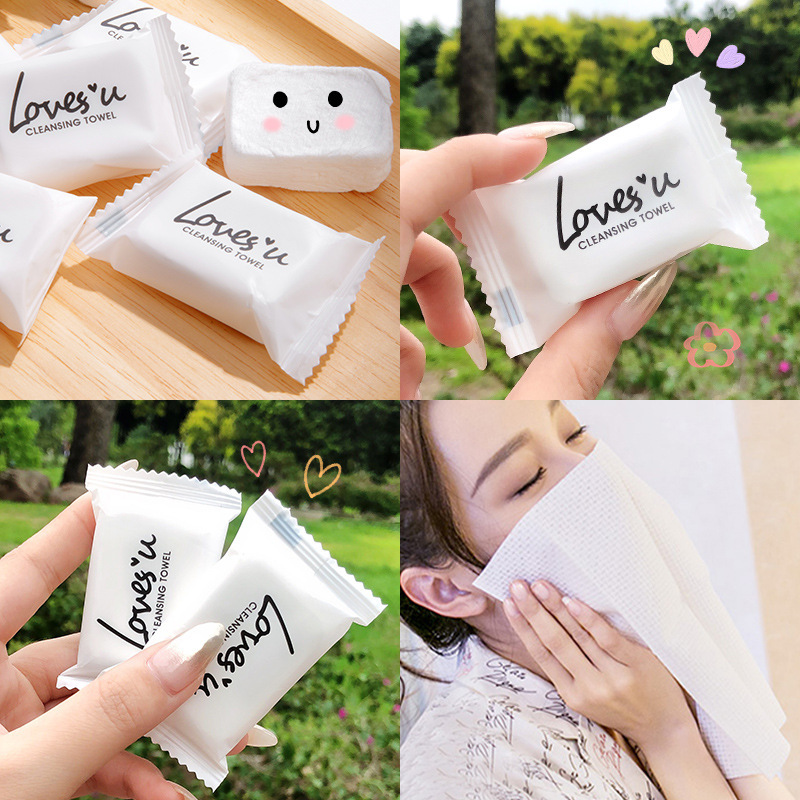 Sandiyipin Candy Towel Travel Disposable Compression Towel Cotton Face Cloth Portable Beauty Pure Cotton Facial Cleaning Towel